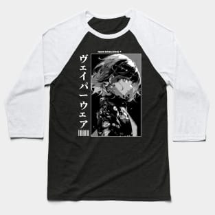 Black and White Japanese Anime and Manga Streetwear Kawaii Waifu Girl Baseball T-Shirt